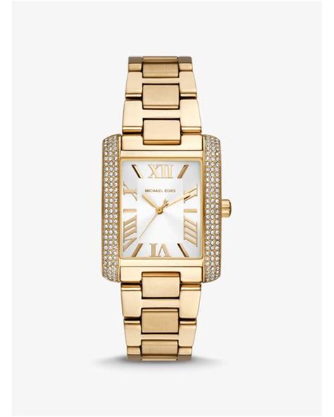 Oversized Emery Pavé Gold Tone Watch 